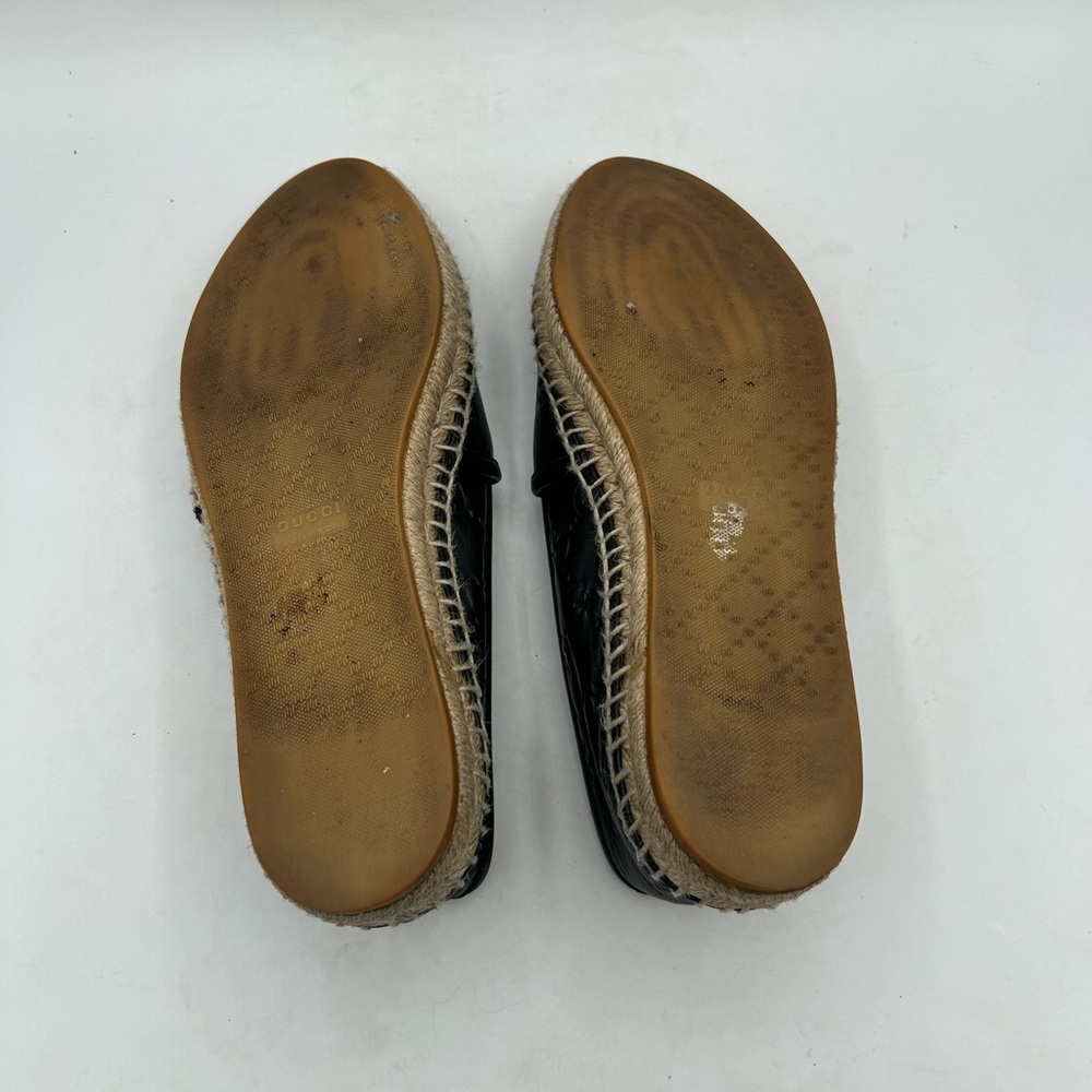 GUCCI  Signature GG Leather Espadrilles Flats Women’s US 7 1/2 Black, GUCCISSIMA - Picture 3 of 16